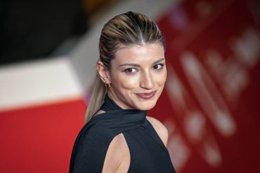 Roma, İtalya - 24 Ekim 2025: Carlotta Antonelli, 20. Roma Film Festivali sırasında Auditorium Parco Della Musica 'da Unita Ödülleri kırmızı halısına katıldı.