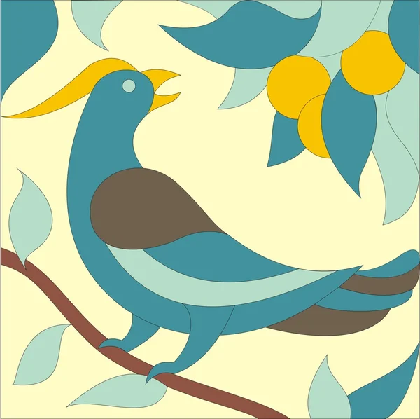 Bird on branch — Stock Vector