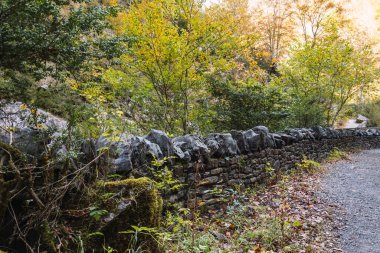 Pireneler 'de bir duvarla çevrili bir yol