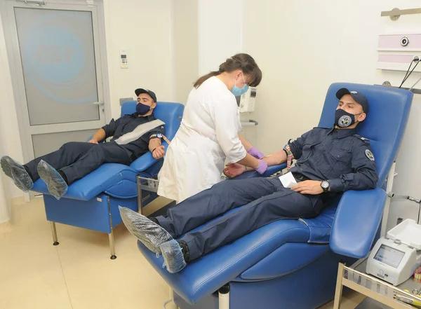 Spender Spenden Blut Kinderkrankenhaus Okhmatdet Kiew November 2020 Stockbild