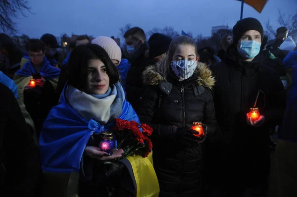 Учасники Процесії Втрачайте Своєї Гідності Захищайте Свободу Нагоди Сьомої Річниці — стокове фото