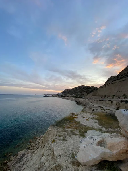 Мбаппе Красочный Закат Облаками Пляже Испания — стоковое фото