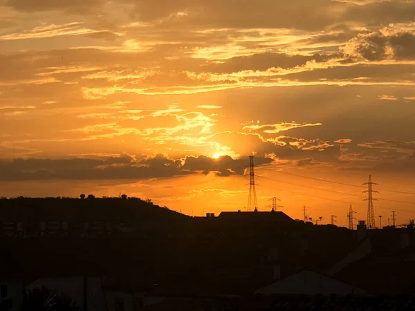 Schöner Und Farbenfroher Sonnenuntergang Mit Wolken Berg Spanien — Stockfoto