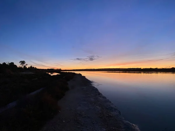 Pôr Sol Bonito Colorido Com Nuvem Praia Espanha — Fotografia de Stock