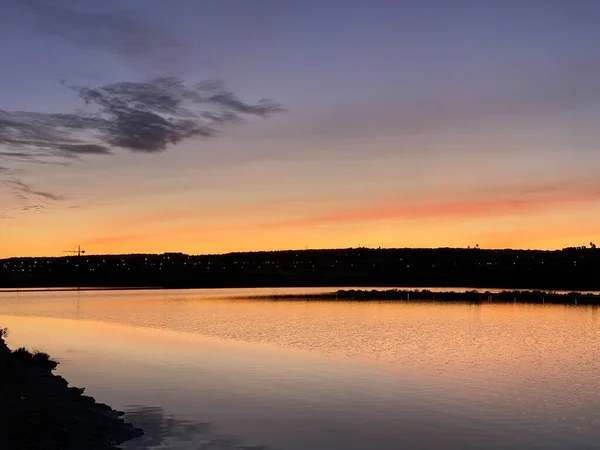 Pôr Sol Bonito Colorido Com Nuvem Praia Espanha — Fotografia de Stock