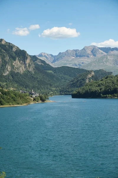 Pohled Přehradu Lanuza Aragonských Pyrenejích Provincii Huesca Španělsko Krajina — Stock fotografie