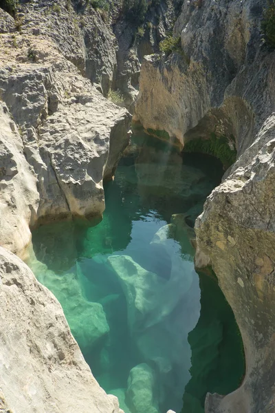 Belas Piscinas Naturais Longo Rio Alcanadre Fuente Tamara Localizado Nos — Fotografia de Stock