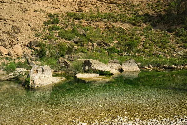 Belas Piscinas Naturais Longo Rio Alcanadre Fuente Tamara Localizado Nos — Fotografia de Stock