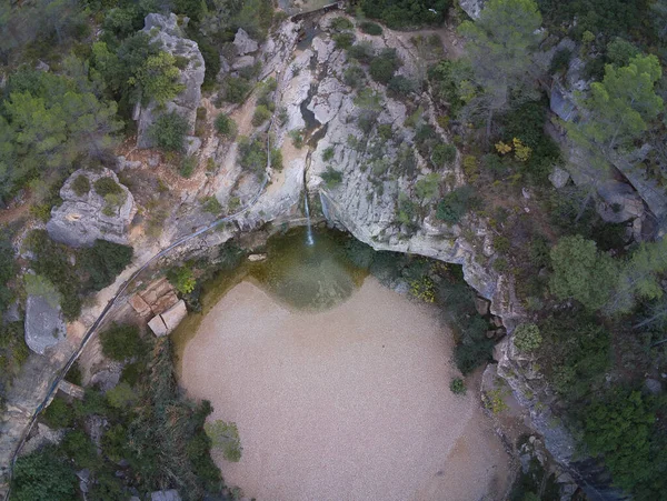 Vista Drone Das Piscinas Naturais Cachoeira Nas Rochas Dos Charcos — Fotografia de Stock