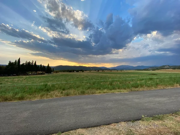 Sunset Town Gerbe Aragonese Pyrenees Huesca Spain View — Stock Photo, Image