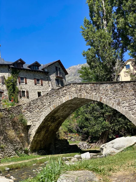 Puente Romano Sallent Gallego Los Pirineos Aragoneses Huesca España Vista — Foto de Stock