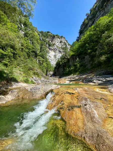 Belas Vistas Dos Desfiladeiros Escuain Com Piscinas Naturais Cachoeiras Muito — Fotografia de Stock
