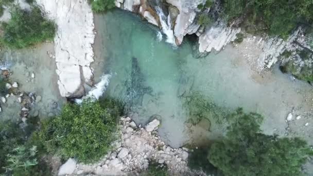 Widok Drona Koryto Rzeki Borosa Naturalne Baseny Położony Parku Naturalnym — Wideo stockowe