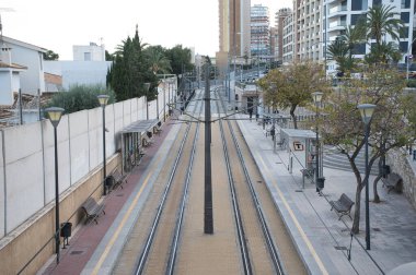 tram tracks in the stations. view