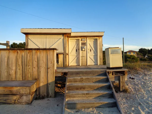 Cabine Sulla Spiaggia Della Città Jose Ignacio Uruguay Vista — Foto Stock