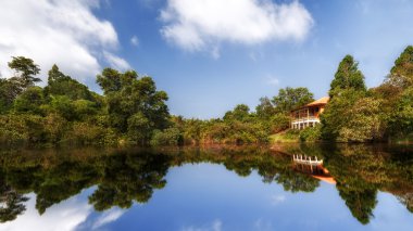 Yansıma bir peyzaj göl.