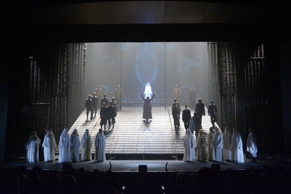 Barnaul, Russia-January 12, 2021. Actors of the theater in medieval costumes play in the play " I came to give you free will"