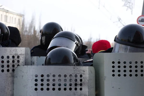 Barnaul Rusia Enero 2021 Gente Salió Las Calles Contra Arresto —  Fotos de Stock