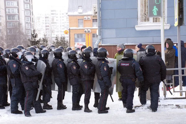 Barnaul Rusya Ocak 2021 Nsanlar Muhalefetteki Siyasi Alexei Navalny Nin — Stok fotoğraf