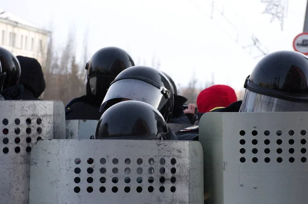 Barnaul Russland Januar 2021 Die Menschen Gingen Gegen Die Verhaftung — Stockfoto