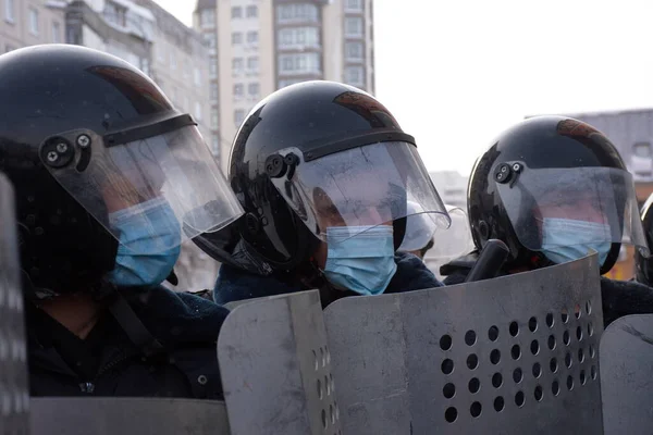 러시아 2021 반대파 정치가 알렉세이 나발니 체포에 항의하며 거리로 나섰다 — 스톡 사진