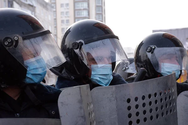 Barnaul Russia January 2021 People Took Streets Arrest Opposition Politician — Stock Photo, Image