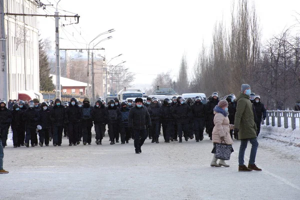 Barnaul Russie Janvier 2021 Des Gens Sont Descendus Dans Rue — Photo