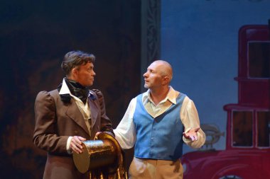 Barnaul, Rusya-27 Eylül 2020. Tiyatronun oyuncuları 