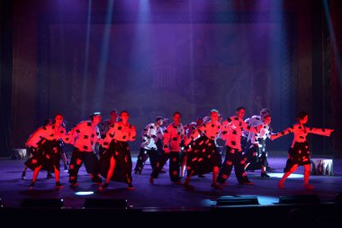 Barnaul, Rusya-27 Eylül 2020. Tiyatronun oyuncuları 