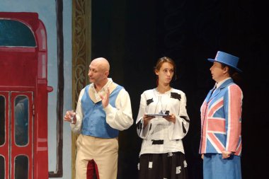 Barnaul, Rusya-27 Eylül 2020. Tiyatronun oyuncuları 