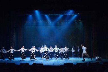 Barnaul, Rusya-27 Eylül 2020. Tiyatronun oyuncuları 