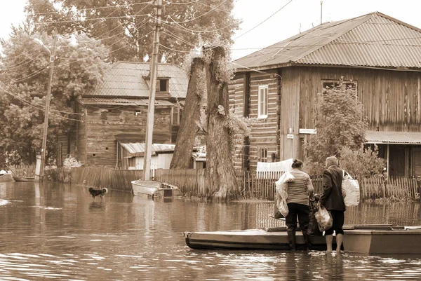 Barnaul Ρωσία Ιουνίου 2020 Πλημμύρα Στον Ποταμό Στην Περιοχή Altai — Φωτογραφία Αρχείου