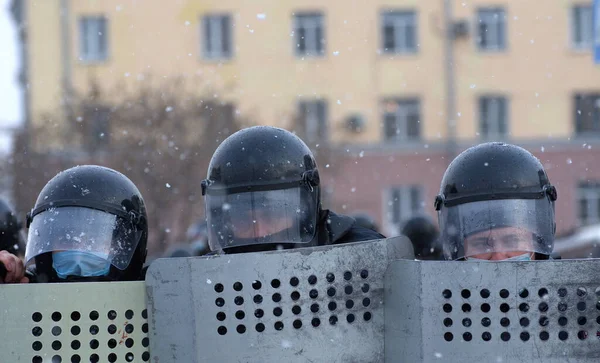 Barnaul Rusko Dubna2021 Zásahy Proti Demonstracím Podporu Opozičního Politika Alexeje — Stock fotografie