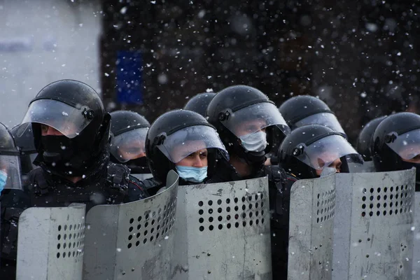 Barnaul Russia April 2021 Crackdown Demonstrations Support Opposition Politician Alexei — Stock Photo, Image