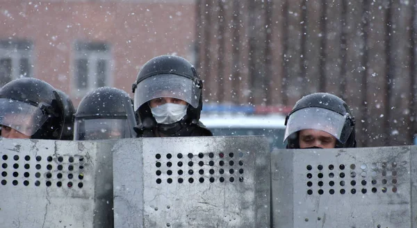 Barnaul Russland April 2021 Razzia Bei Demonstrationen Zur Unterstützung Des — Stockfoto