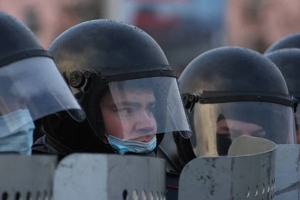 Barnaul Oroszország 2021 Április Tüntetések Visszaszorítása Alekszej Navalnij Ellenzéki Politikus — Stock Fotó