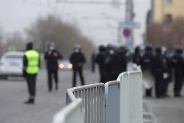 Barnaul Rosja Kwietnia 2021 Zwalczanie Demonstracji Wspierających Polityka Opozycji Aleksieja — Zdjęcie stockowe