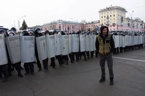 Barnaul Ryssland April 2021 Kampen Mot Demonstrationer Till Stöd För — Stockfoto
