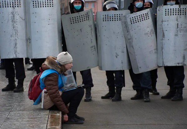 Barnaul Ryssland April 2021 Kampen Mot Demonstrationer Till Stöd För — Stockfoto