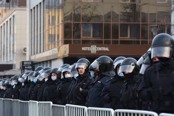 Barnaul Russia April 2021 Crackdown Demonstrations Support Opposition Politician Alexei — Stock Photo, Image