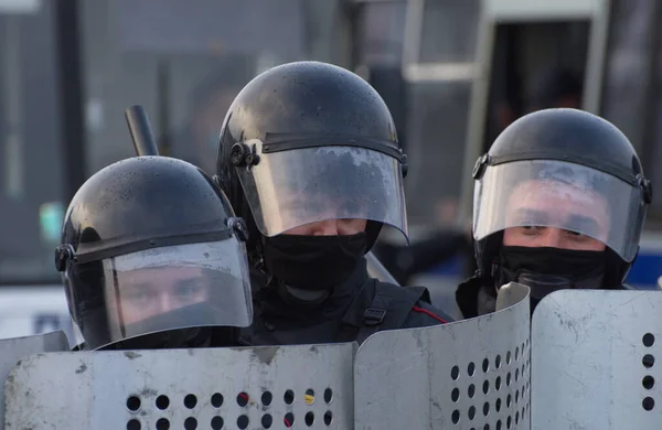 Barnaul Rusland April 2021 Strijd Tegen Demonstraties Ter Ondersteuning Van — Stockfoto