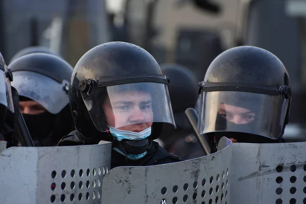 Barnaul Russia April 2021 Crackdown Demonstrations Support Opposition Politician Alexei — Stock Photo, Image