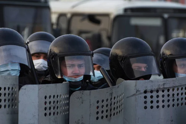 Barnaul Russia April 2021 Crackdown Demonstrations Support Opposition Politician Alexei — Stock Photo, Image