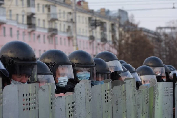 Barnaul Russland April 2021 Razzia Bei Demonstrationen Zur Unterstützung Des — Stockfoto