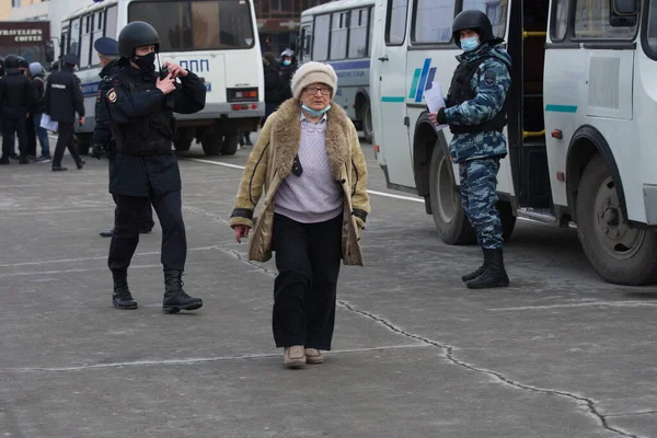 Barnaul Rusland April 2021 Strijd Tegen Demonstraties Ter Ondersteuning Van — Stockfoto