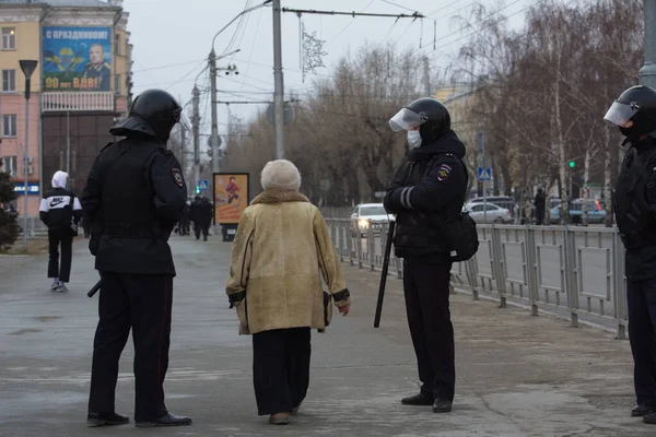 Barnaul Rusko Dubna2021 Zásahy Proti Demonstracím Podporu Opozičního Politika Alexeje — Stock fotografie