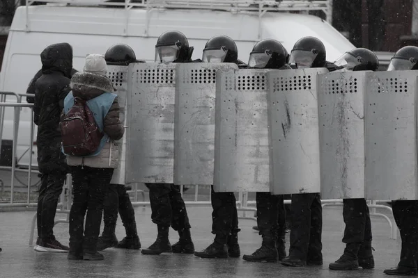 Barnaul Rusko Dubna2021 Zásahy Proti Demonstracím Podporu Opozičního Politika Alexeje — Stock fotografie