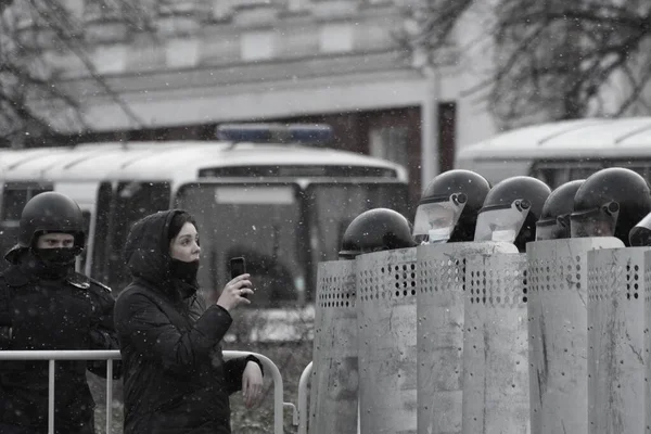 Barnaul Rússia Abril 2021 Repressão Das Manifestações Apoio Político Oposição — Fotografia de Stock