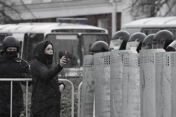 Barnaul Russia April 2021 Crackdown Demonstrations Support Opposition Politician Alexei — Stock Photo, Image