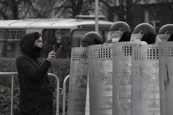 Barnaul Ryssland April 2021 Kampen Mot Demonstrationer Till Stöd För — Stockfoto